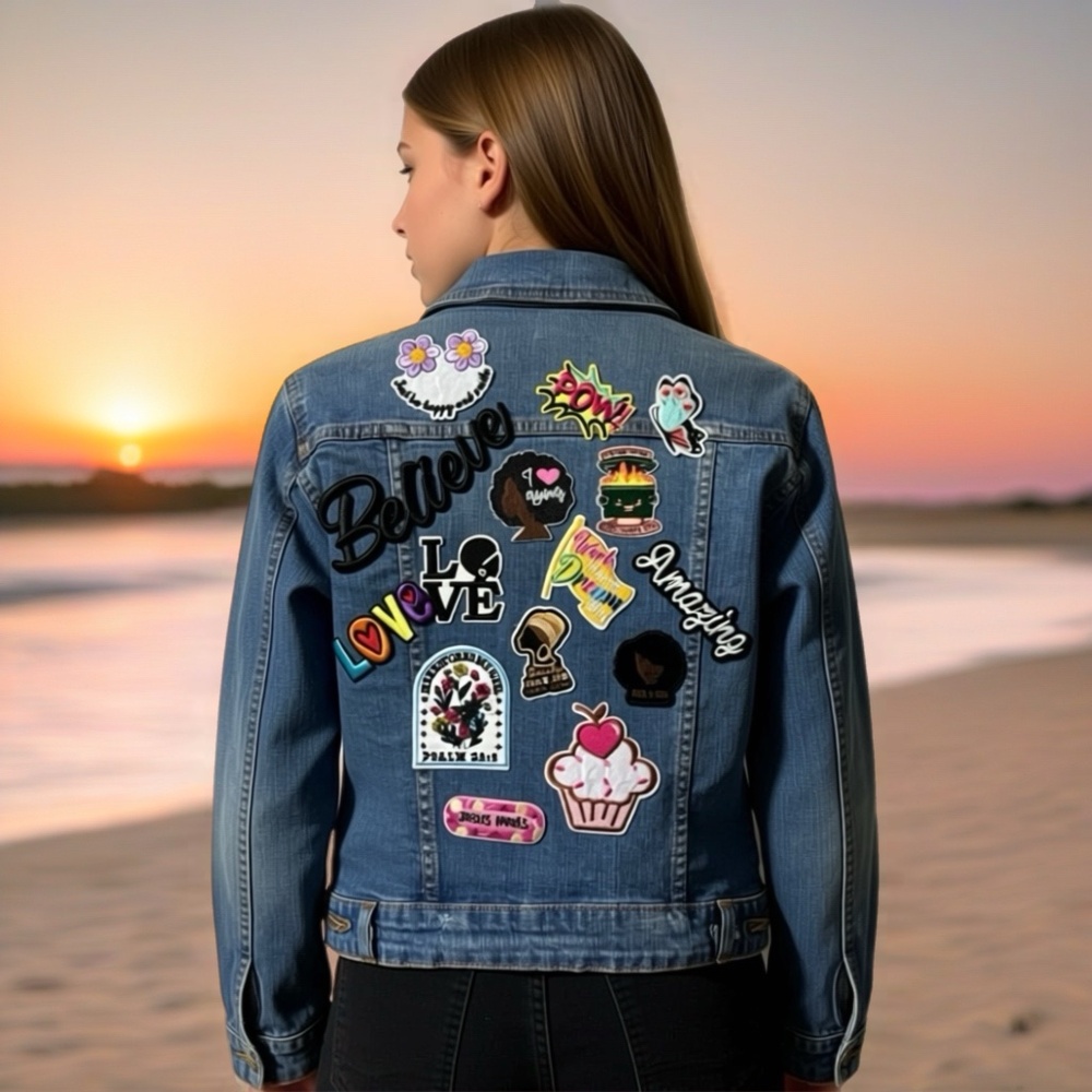 Girl sz medium patch jacket